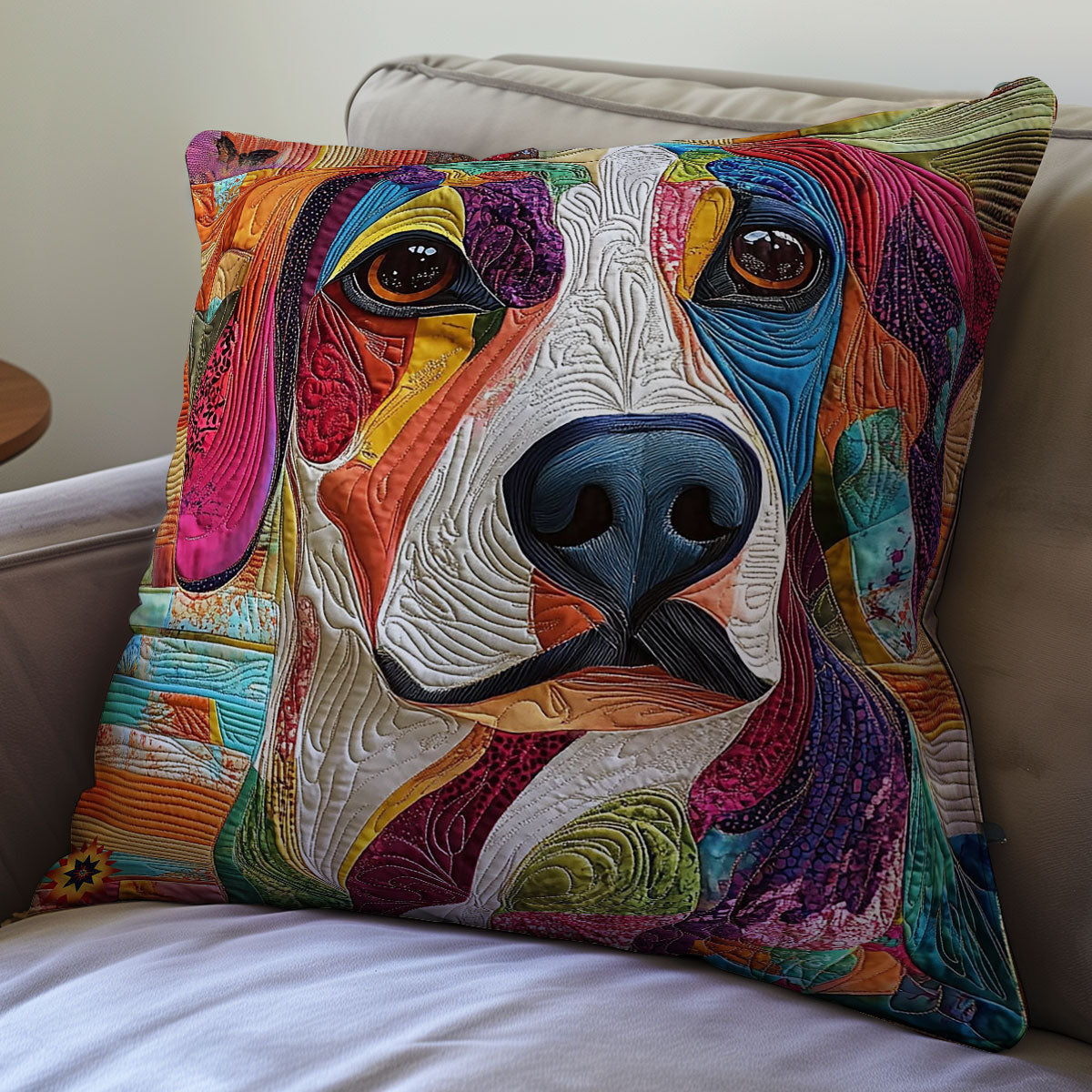 Abstract Dog Quilt Pillow Case Decorative Pillow Covers Gifts For Dog Owners