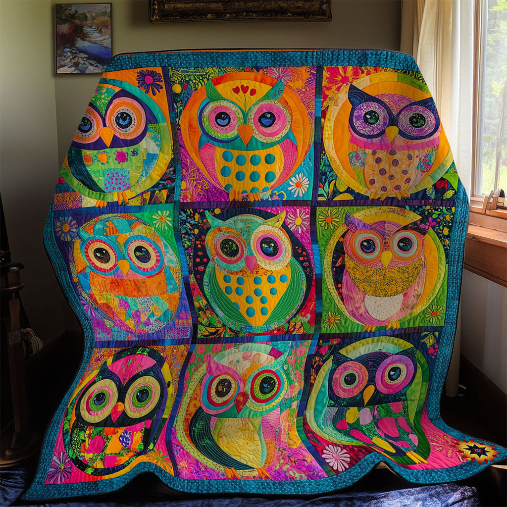 Abstract Colorful Owl Quilt Blanket Sofa Throw Blanket Owl Gifts For Her