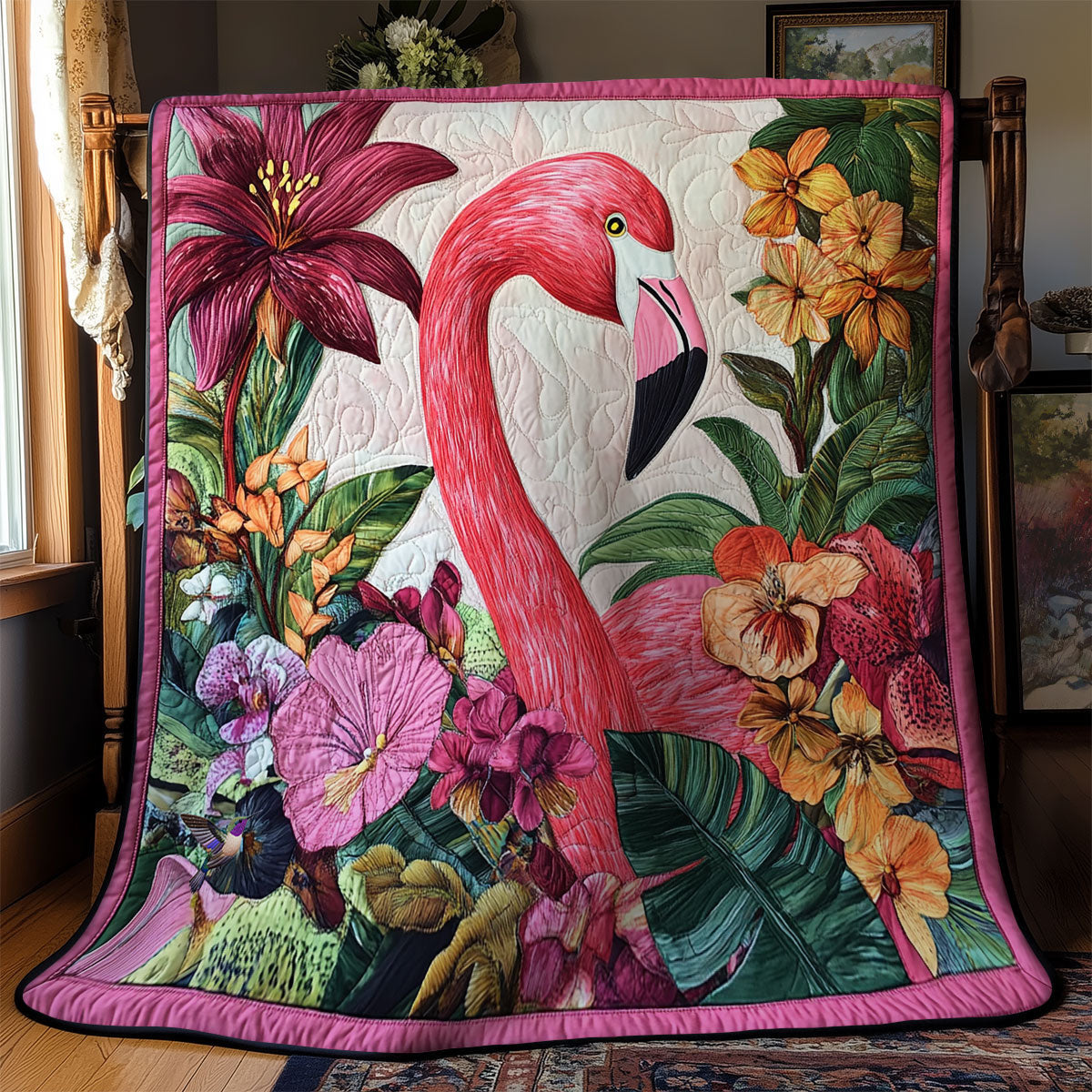 Abstract Flamingo Quilt Blanket Unique Throw Blanket Flamingo Christmas Gifts