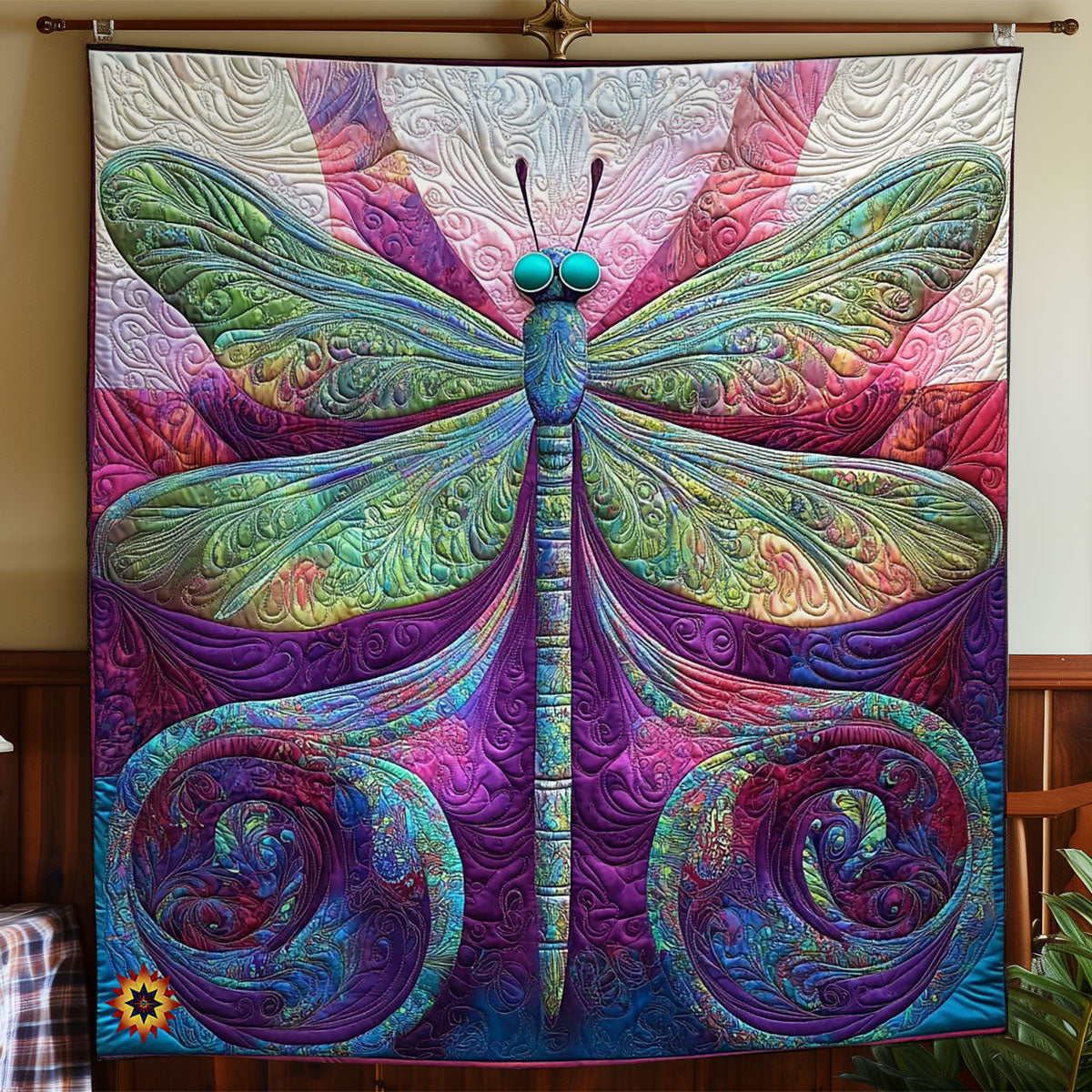 Abstract Dragonfly Quilt Blanket Nice Throw Blanket Dragonfly Christmas Gifts