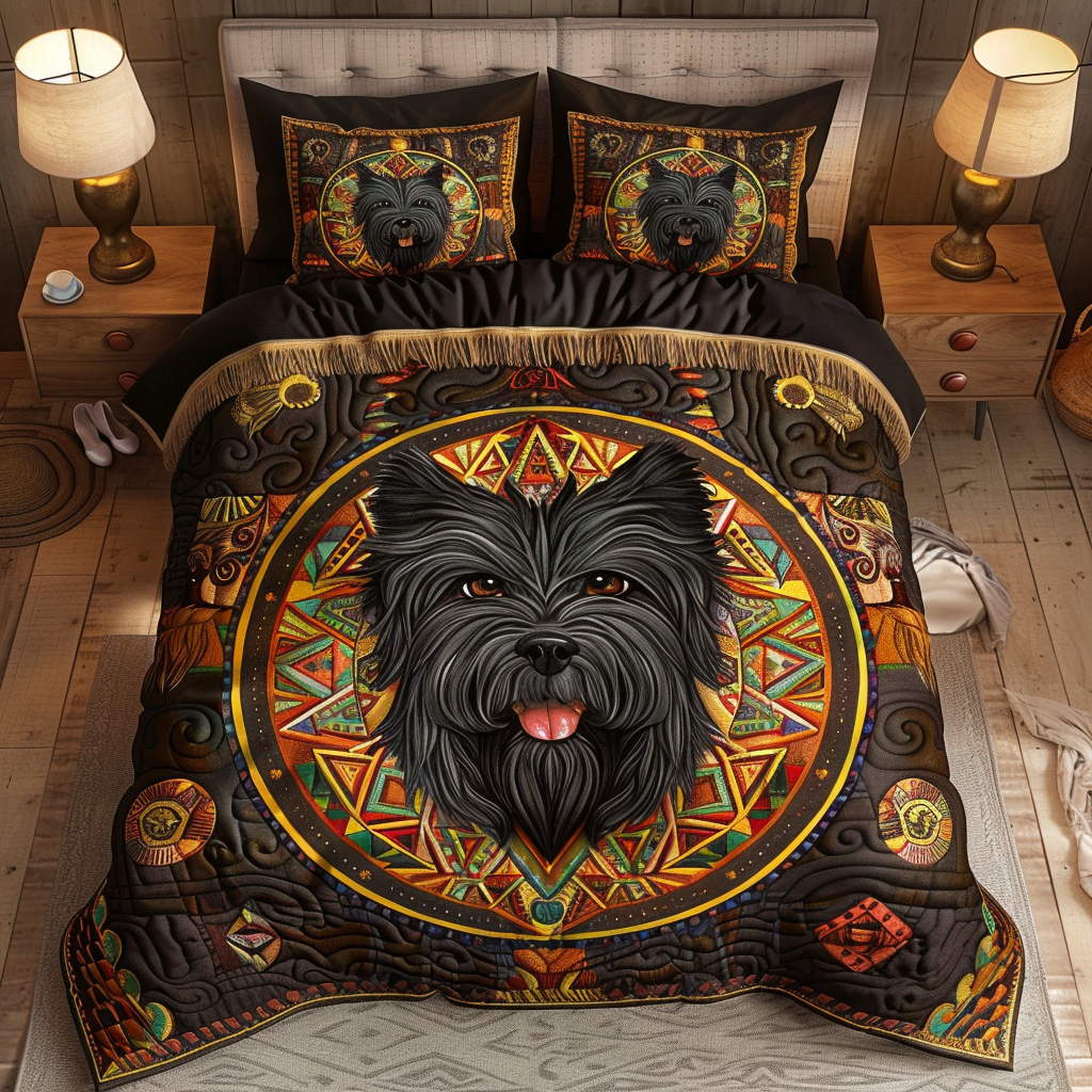 Abstract Circle And Dog Duvet Cover Set Quilt Bedding Set Bedspread Great Gifts For Dog Owners