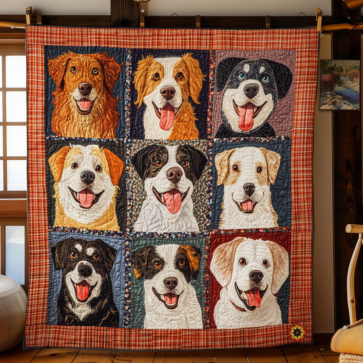 Abstract Dog Quilt Blanket Gifts For Dog Owners